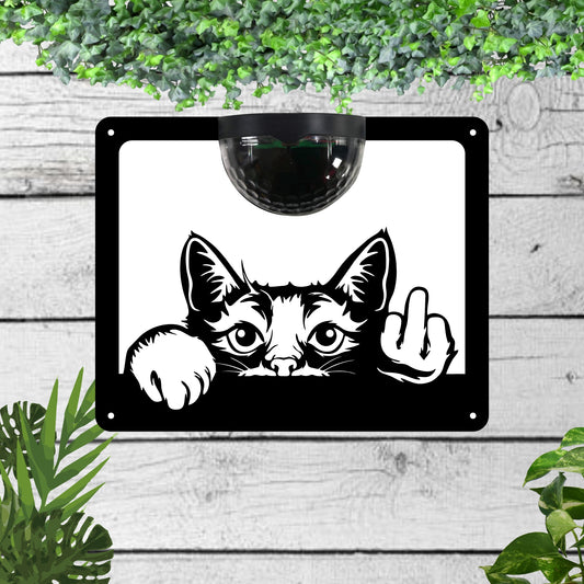Cheeky cat Garden Solar Wall Plaque Wall Art