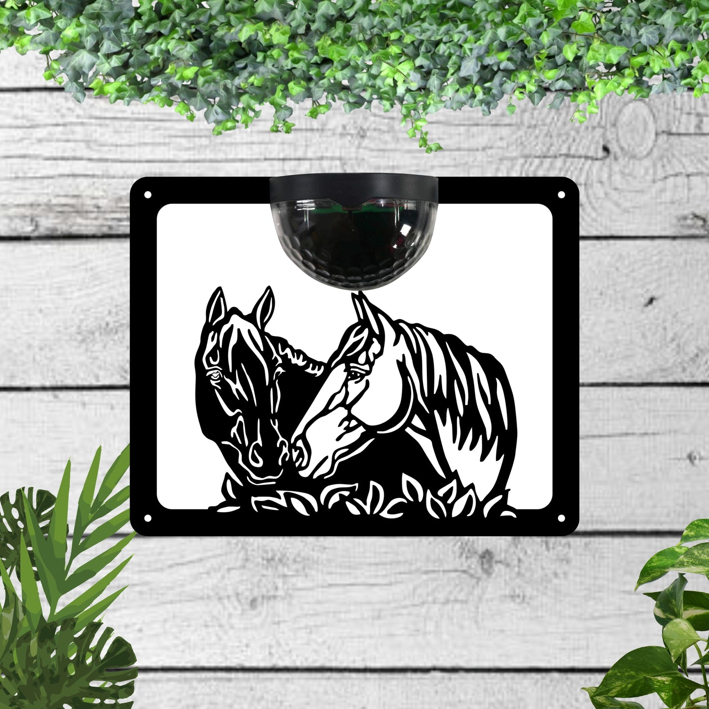 Horses Garden Solar Wall Plaque Wall Art
