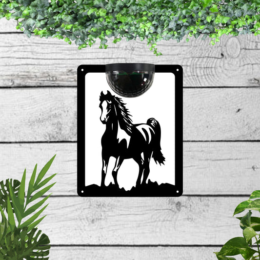 Horse Garden Solar Wall Plaque Wall Art
