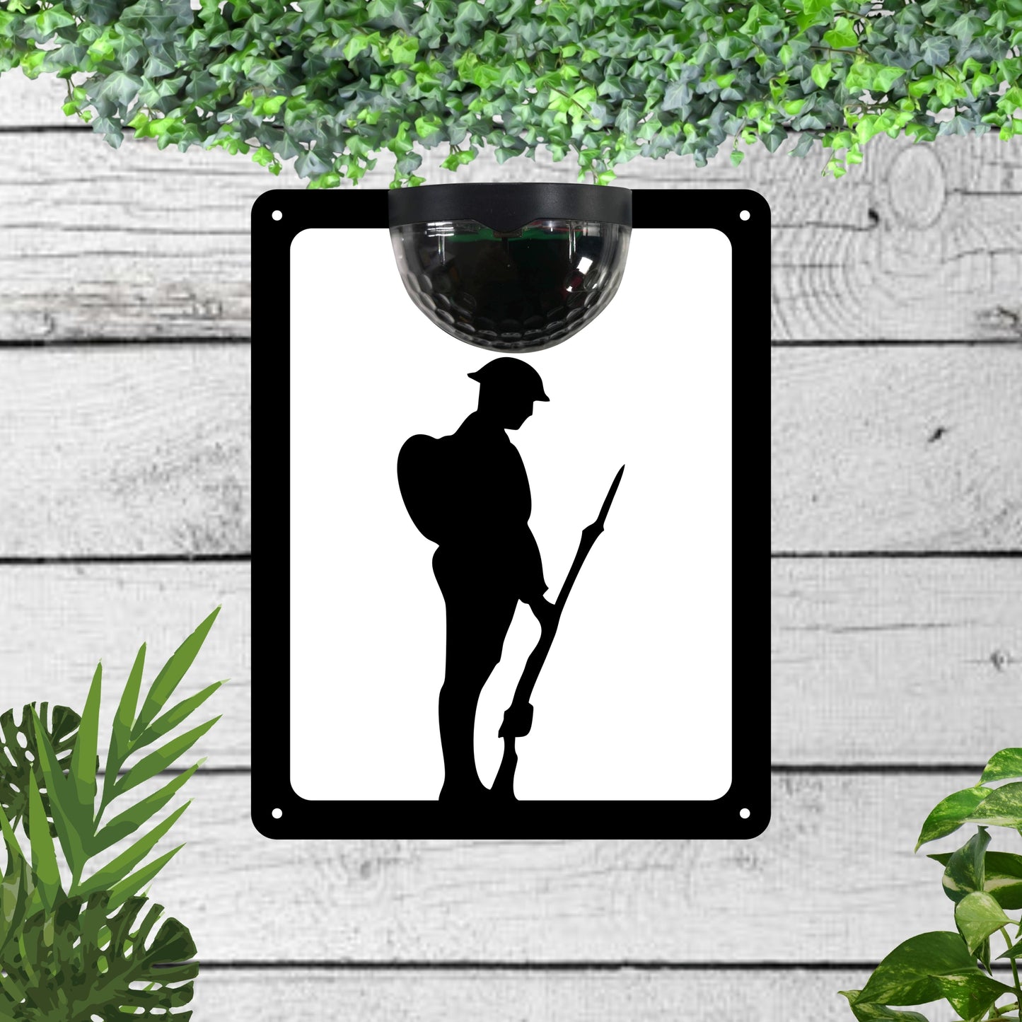 Standing Soldier Garden Solar Wall Plaque Wall Art