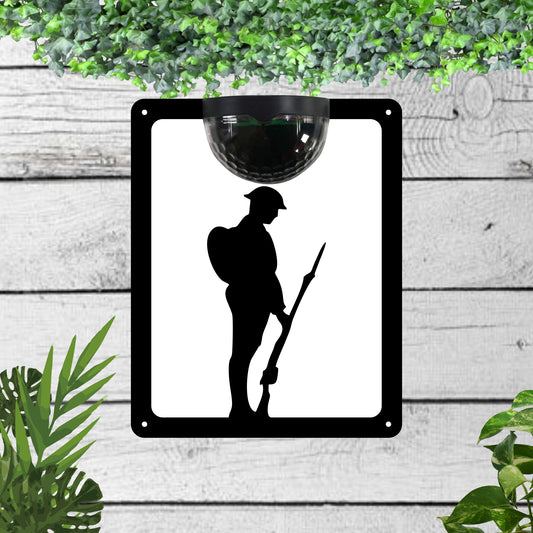 Standing Soldier Garden Solar Wall Plaque Wall Art