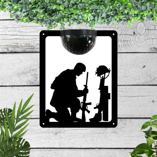 Kneeling Soldier Garden Solar Wall Plaque Wall Art