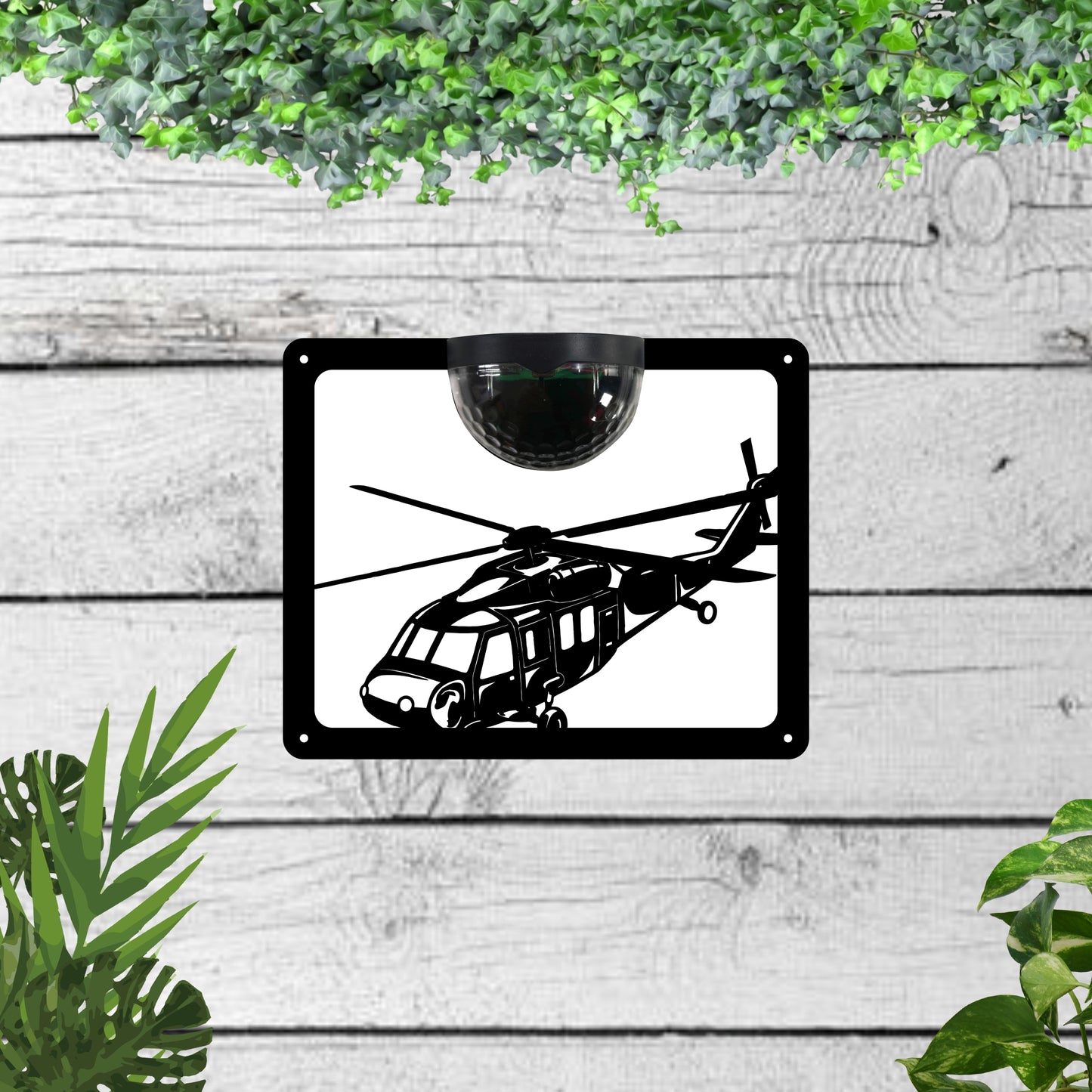 Helicopter Garden Solar Wall Plaque Wall Art