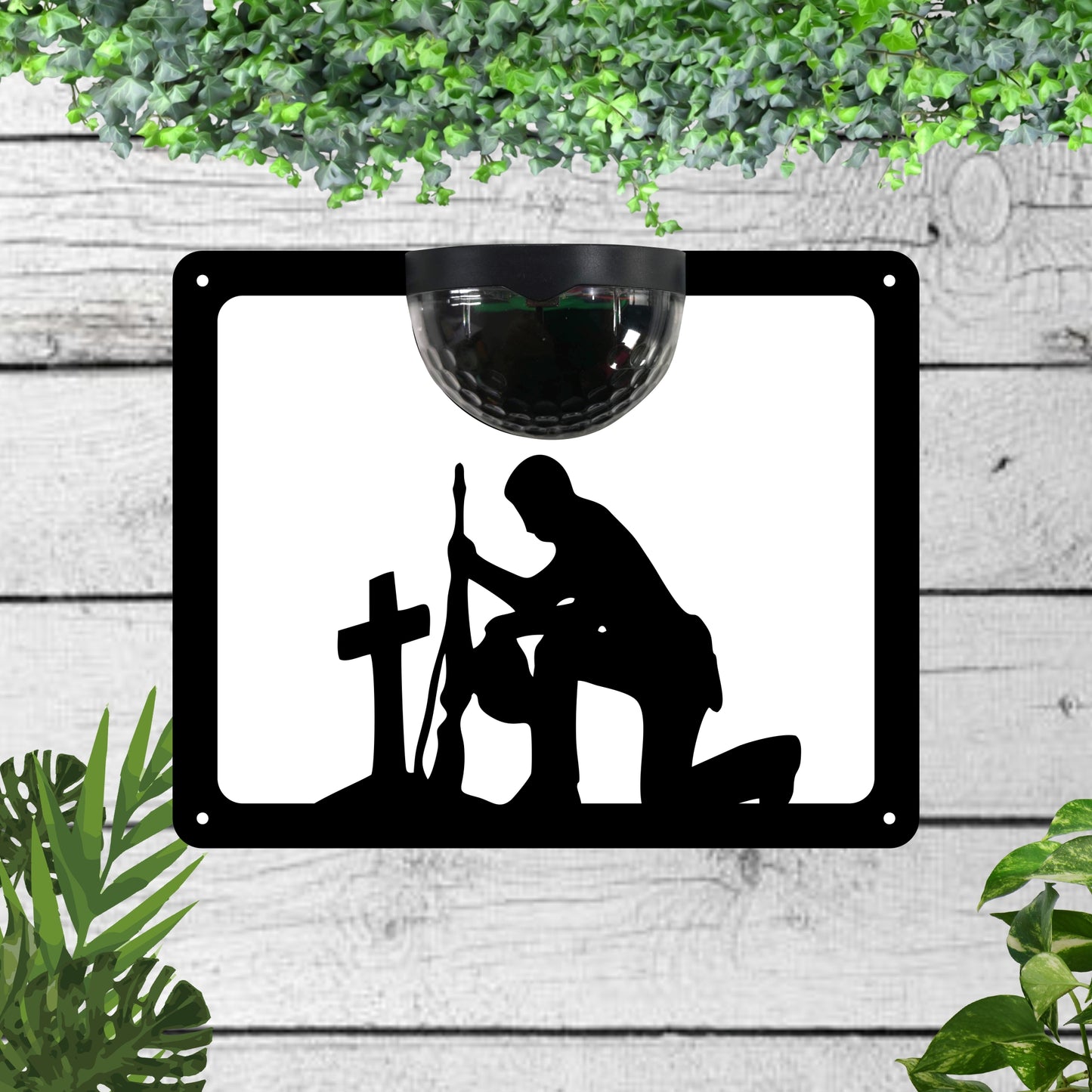 Kneeling Soldier Garden Solar Wall Plaque Wall Art
