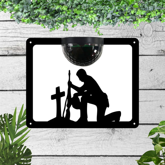 Kneeling Soldier Garden Solar Wall Plaque Wall Art
