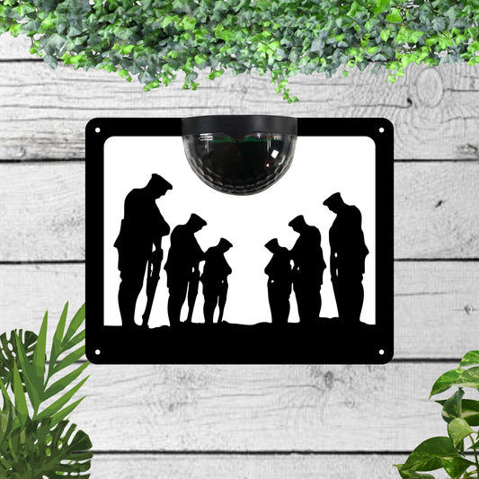 Mourning Soldiers Garden Solar Wall Plaque Wall Art