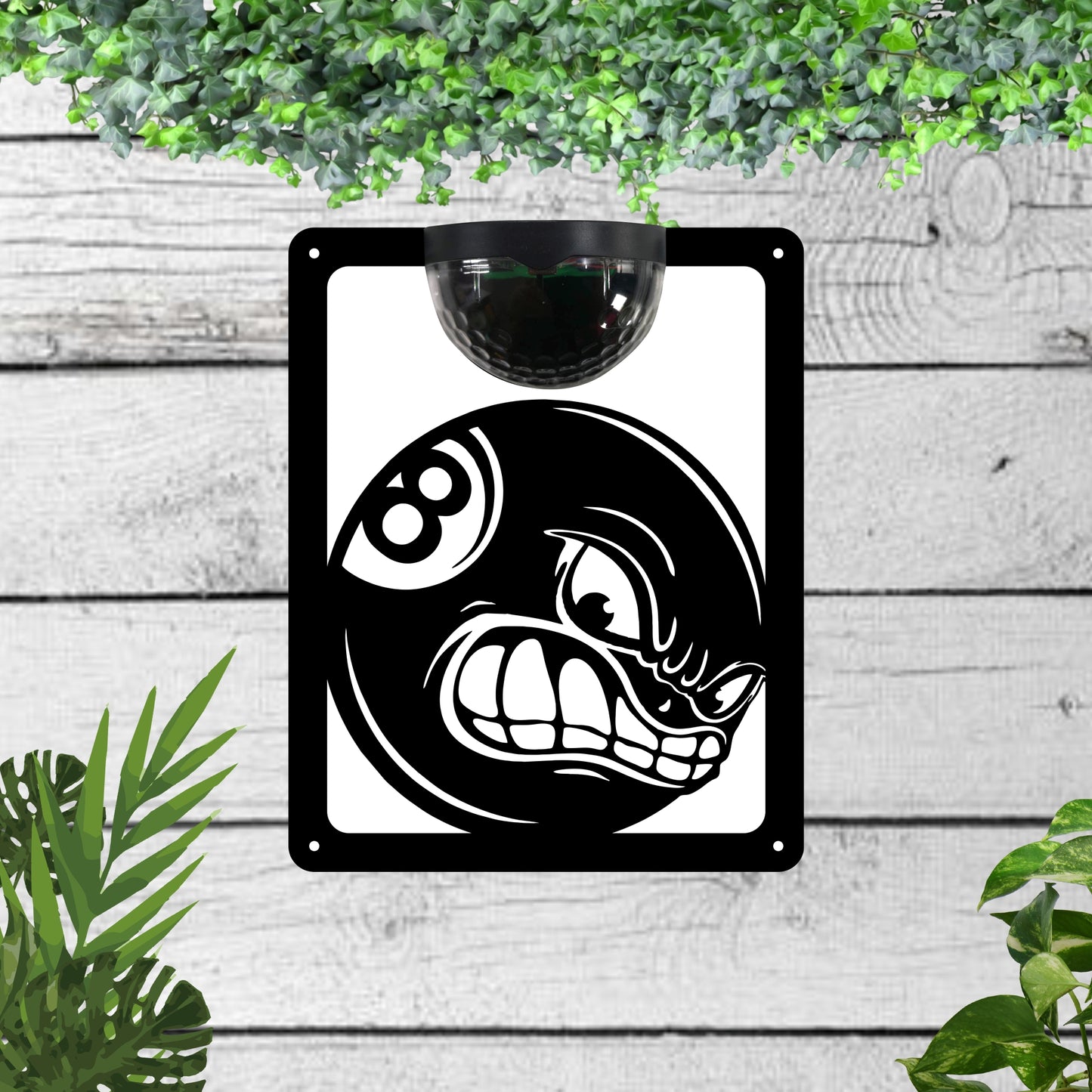 Eight ball Garden Solar Wall Plaque Wall Art