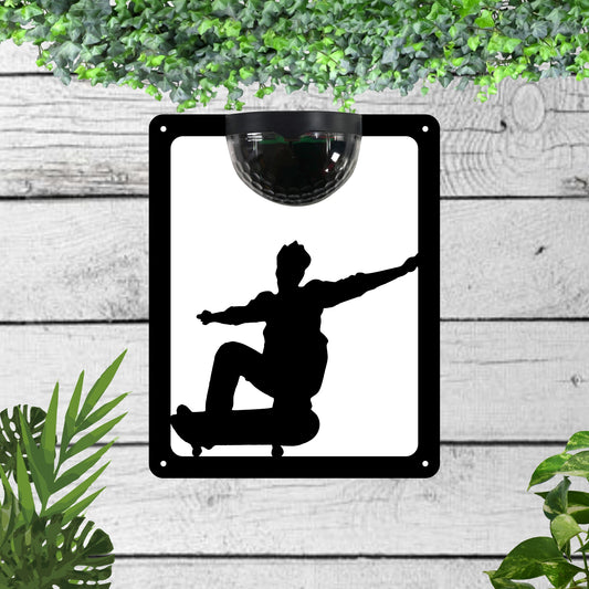 Skateboarder Garden Solar Wall Plaque Wall Art