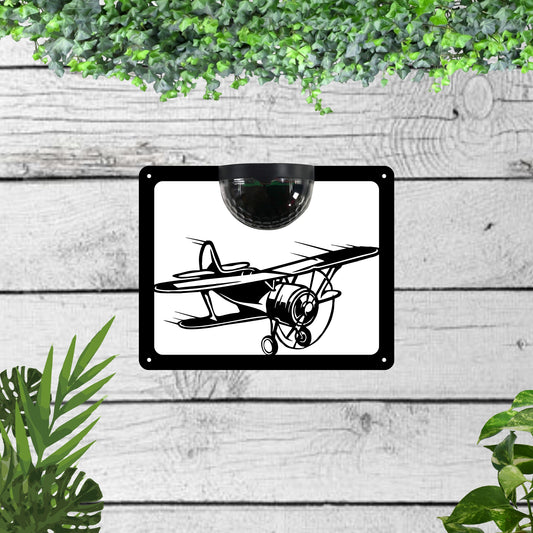 Aeroplane Garden Solar Wall Plaque Wall Art