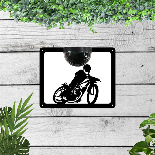 Motorbike Garden Solar Wall Plaque Wall Art