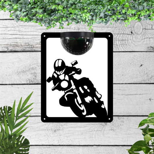 Motorbike Garden Solar Wall Plaque Wall Art