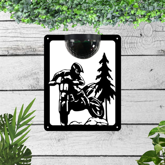 Motorbike Garden Solar Wall Plaque Wall Art