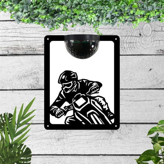 Motorbike Garden Solar Wall Plaque Wall Art