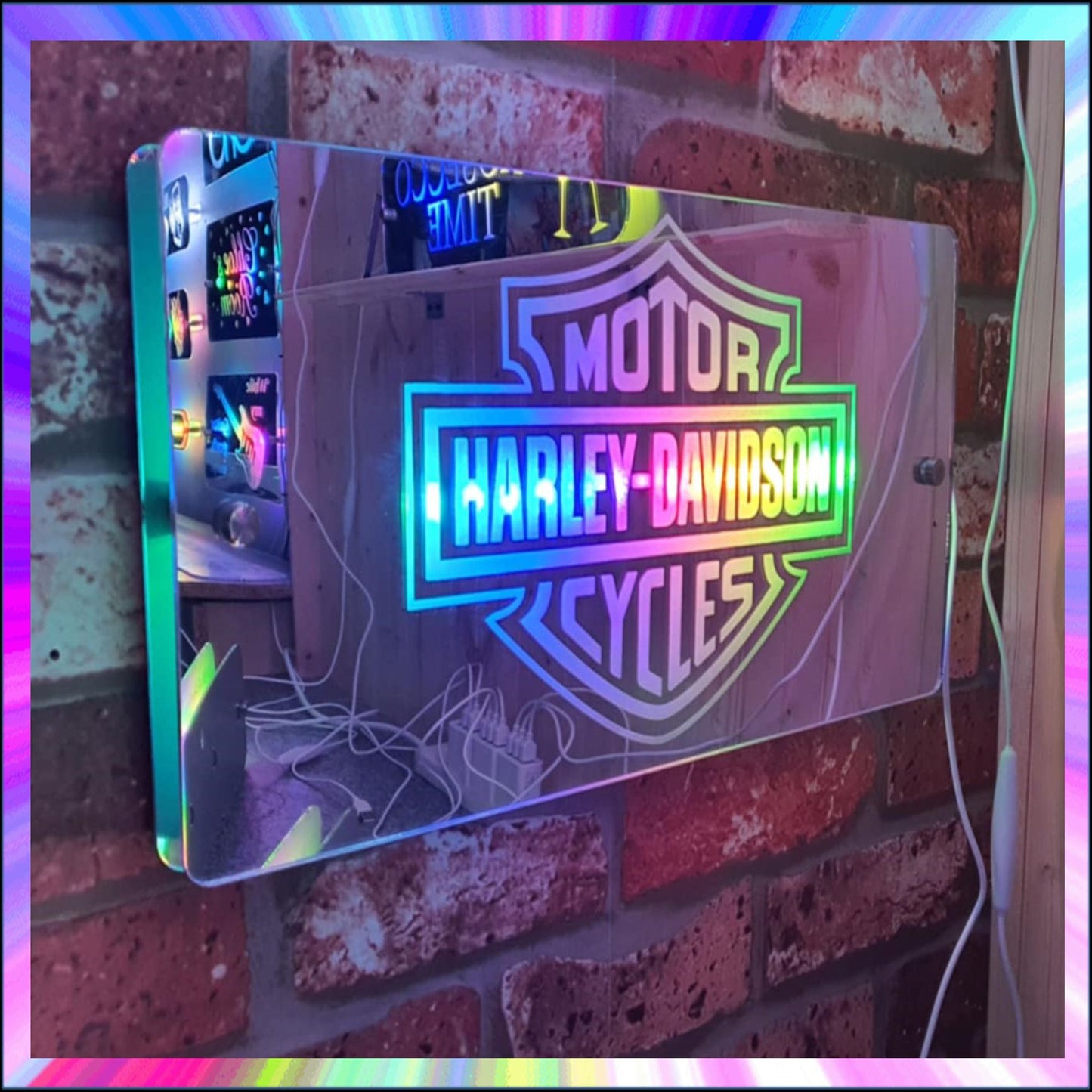 Harley Davidson L.E.D Mirror with 366 Light Modes and 12 Static Light Colours and remote