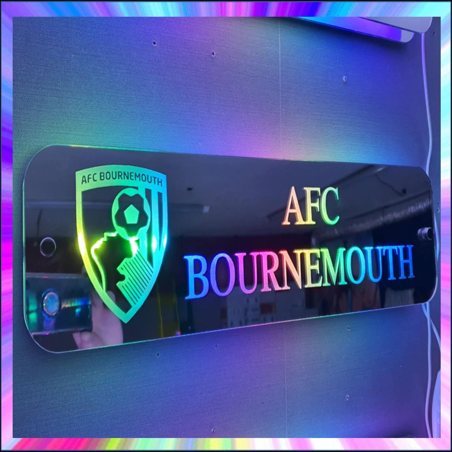AFC Bournmouth L.E.D Mirror with 366 Light Modes and 12 Static Light Colours and remote