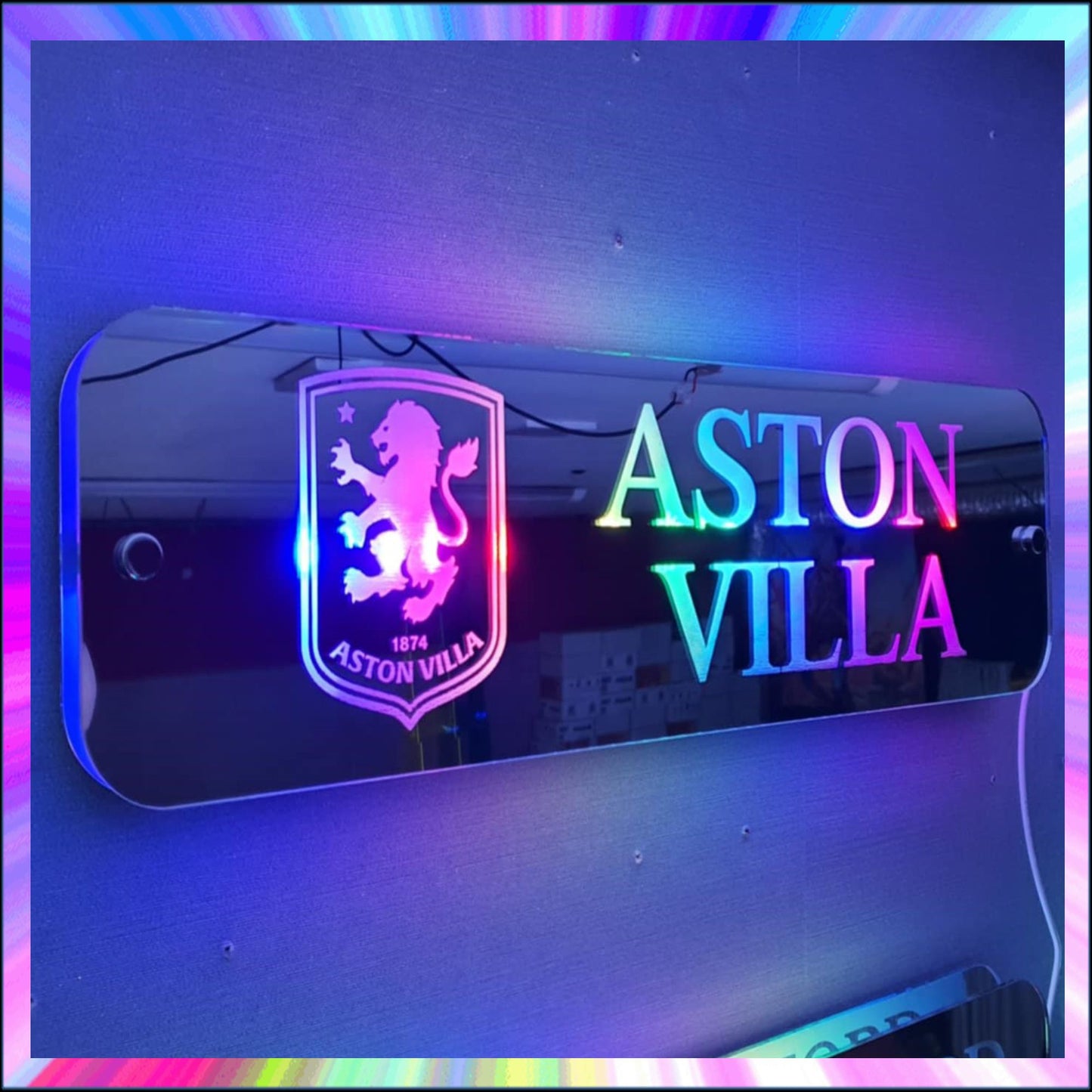 Aston Villa L.E.D Mirror with 366 Light Modes and 12 Static Light Colours and remote