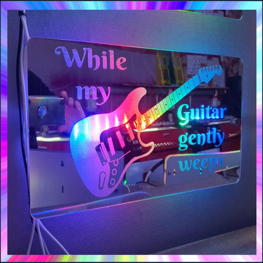 Personalised Guitar L.E.D Mirror with 366 Light Modes and 12 Static Light Colours and remote
