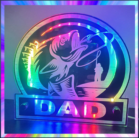 Fishing Personalised L.E.D Mirror with 366 Light Modes and 12 Static Light Colours and remote