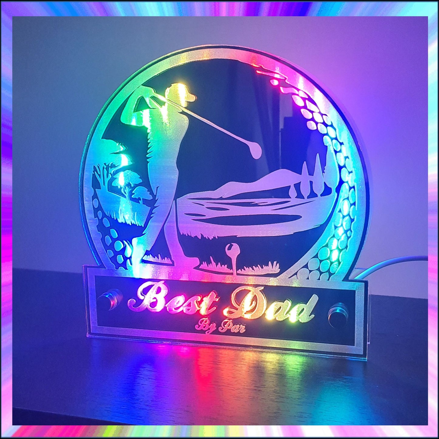 golf Personalised L.E.D Mirror with 366 Light Modes and 12 Static Light Colours and remote