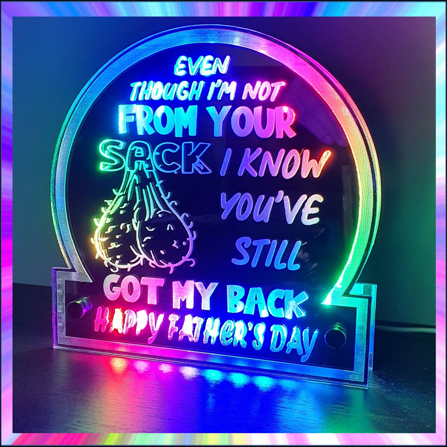 Fathers Day Gift L.E.D Mirror with 366 Light Modes and 12 Static Light Colours and remote