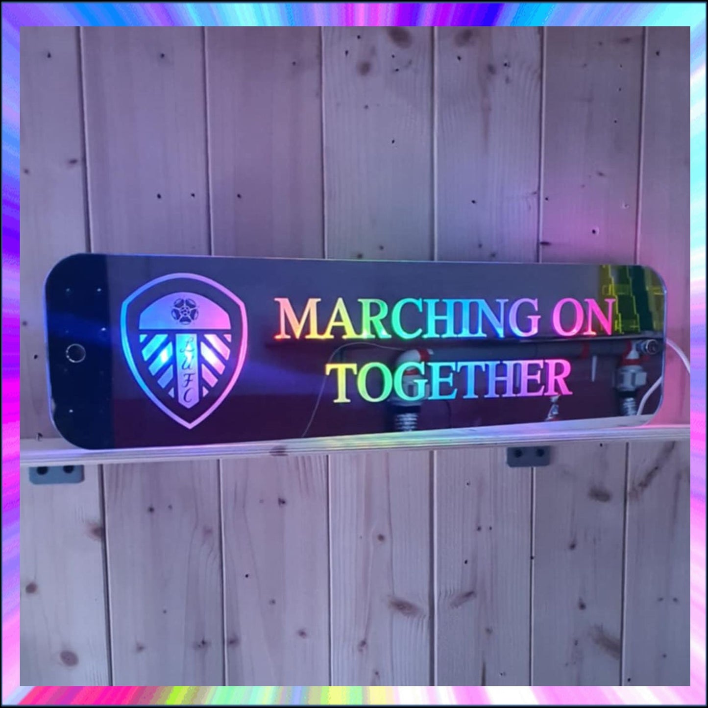 Leeds United L.E.D Mirror with 366 Light Modes and 12 Static Light Colours and remote