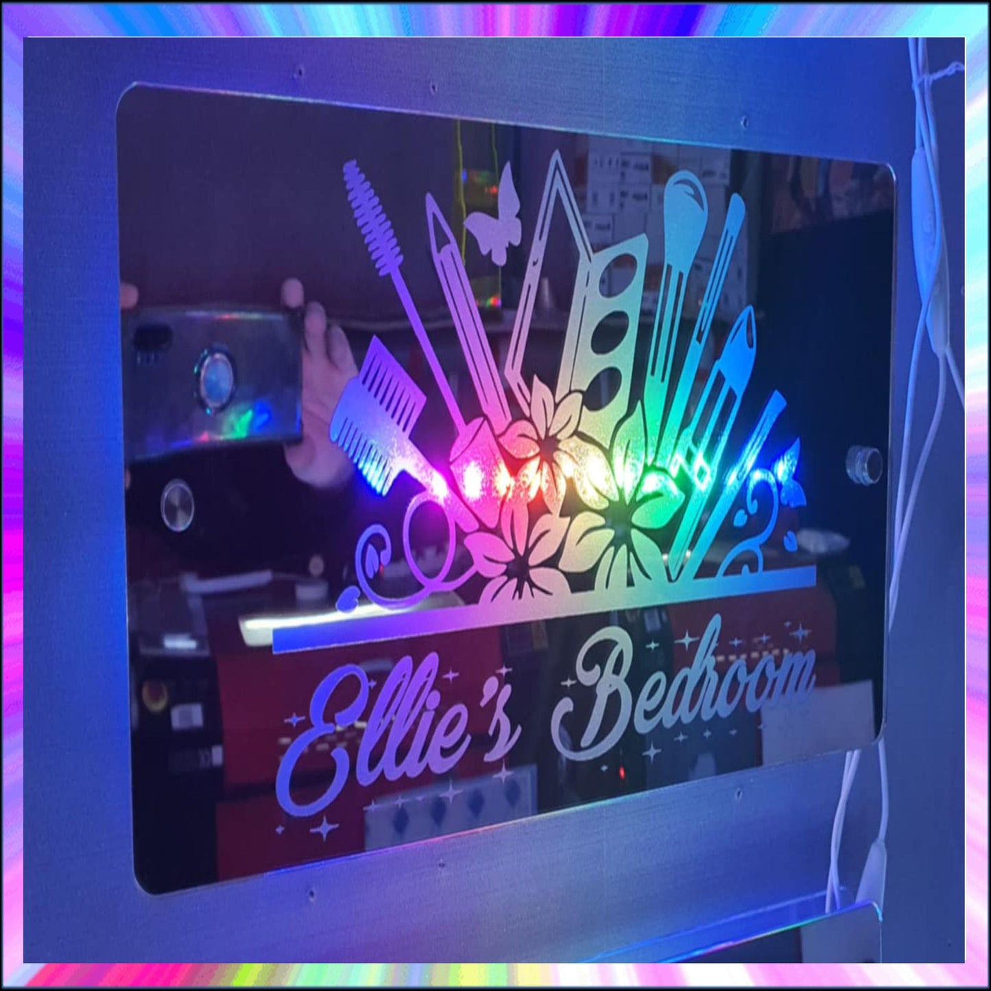 Personalised Make up L.E.D Mirror with 366 Light Modes and 12 Static Light Colours and remote