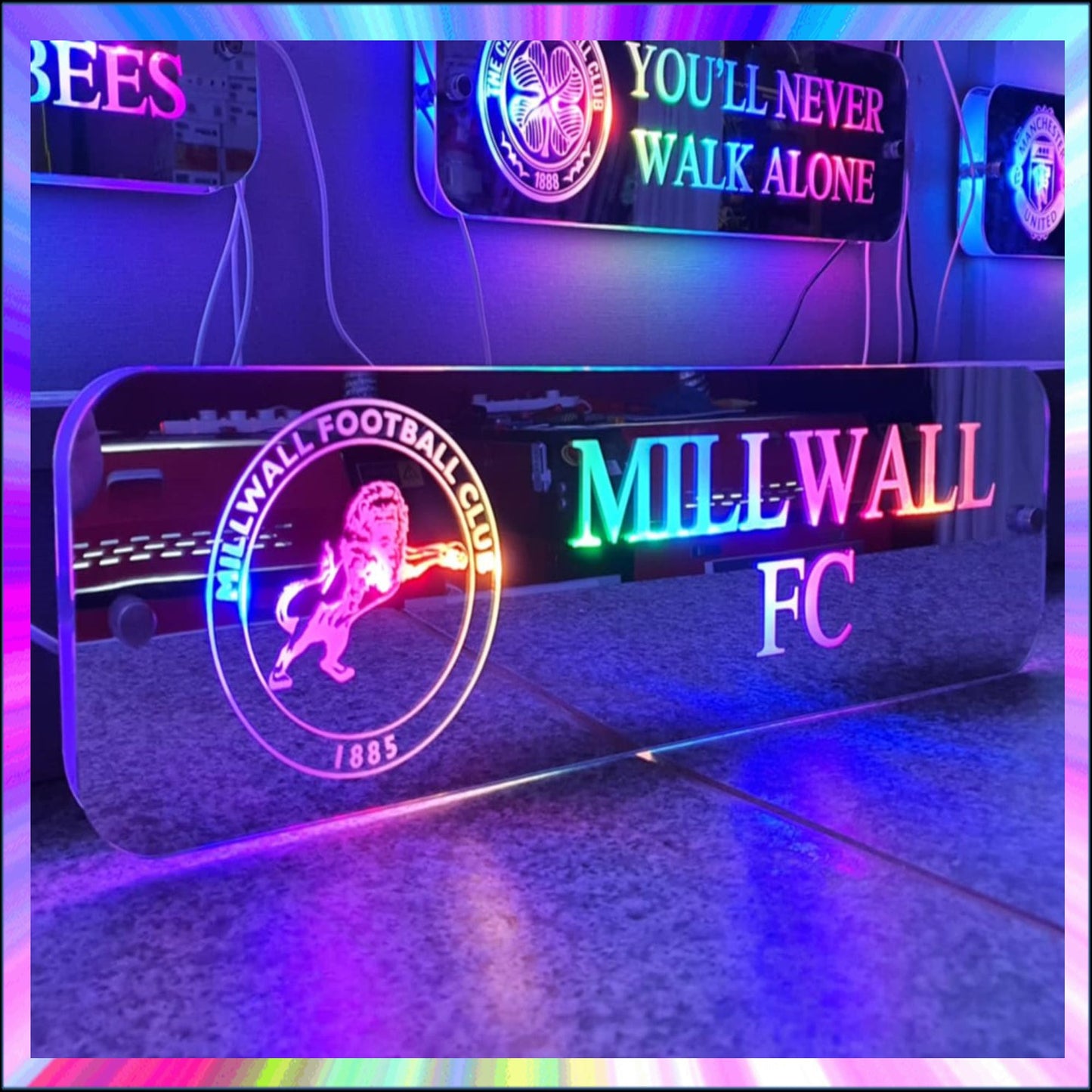 Millwall fc L.E.D Mirror with 366 Light Modes and 12 Static Light Colours and remote