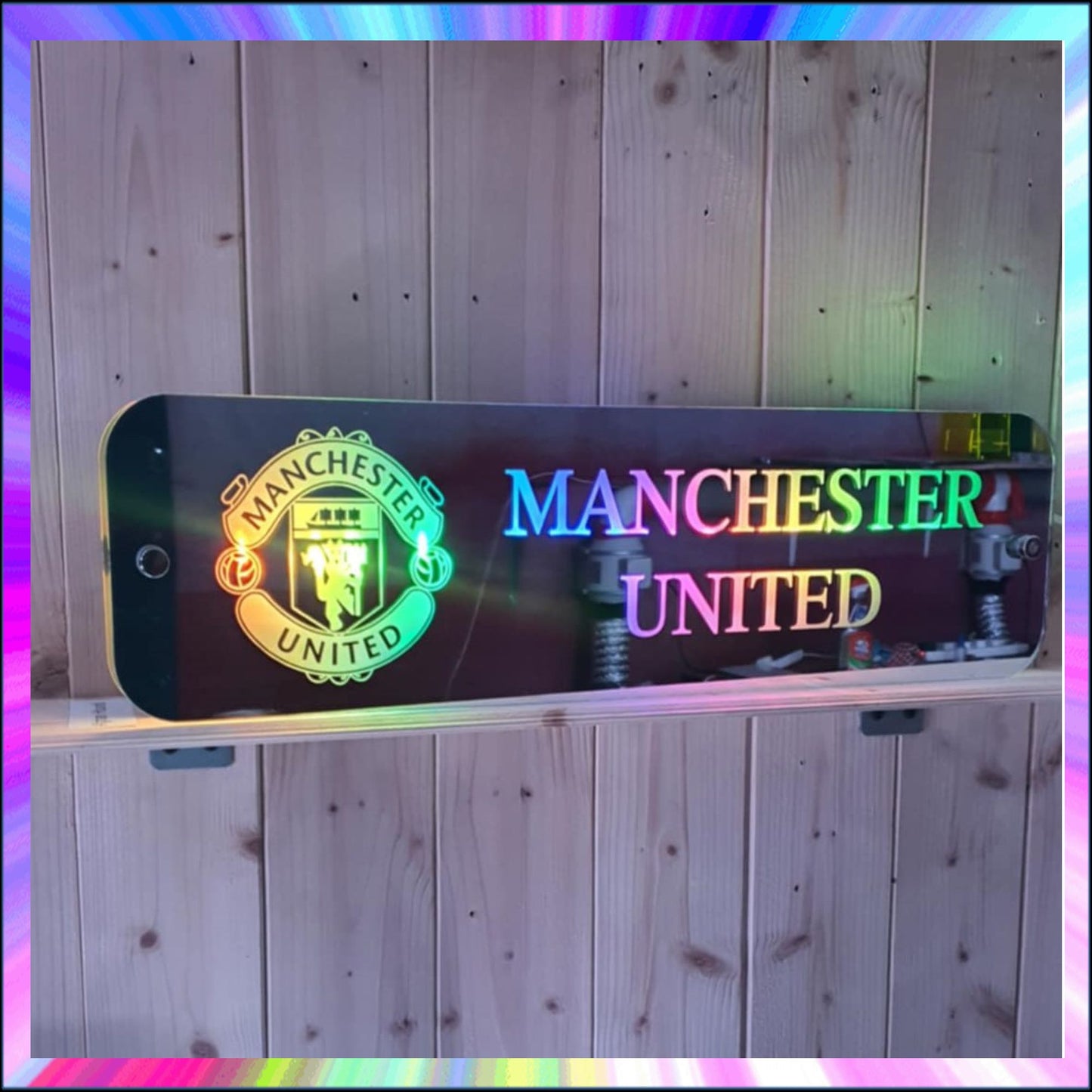 Manchester United L.E.D Mirror with 366 Light Modes and 12 Static Light Colours and remote