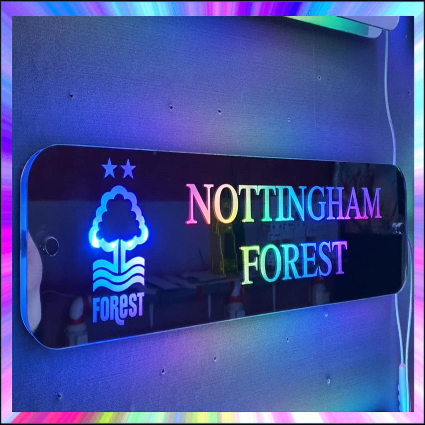 Nottingham Forest L.E.D Mirror with 366 Light Modes and 12 Static Light Colours and remote