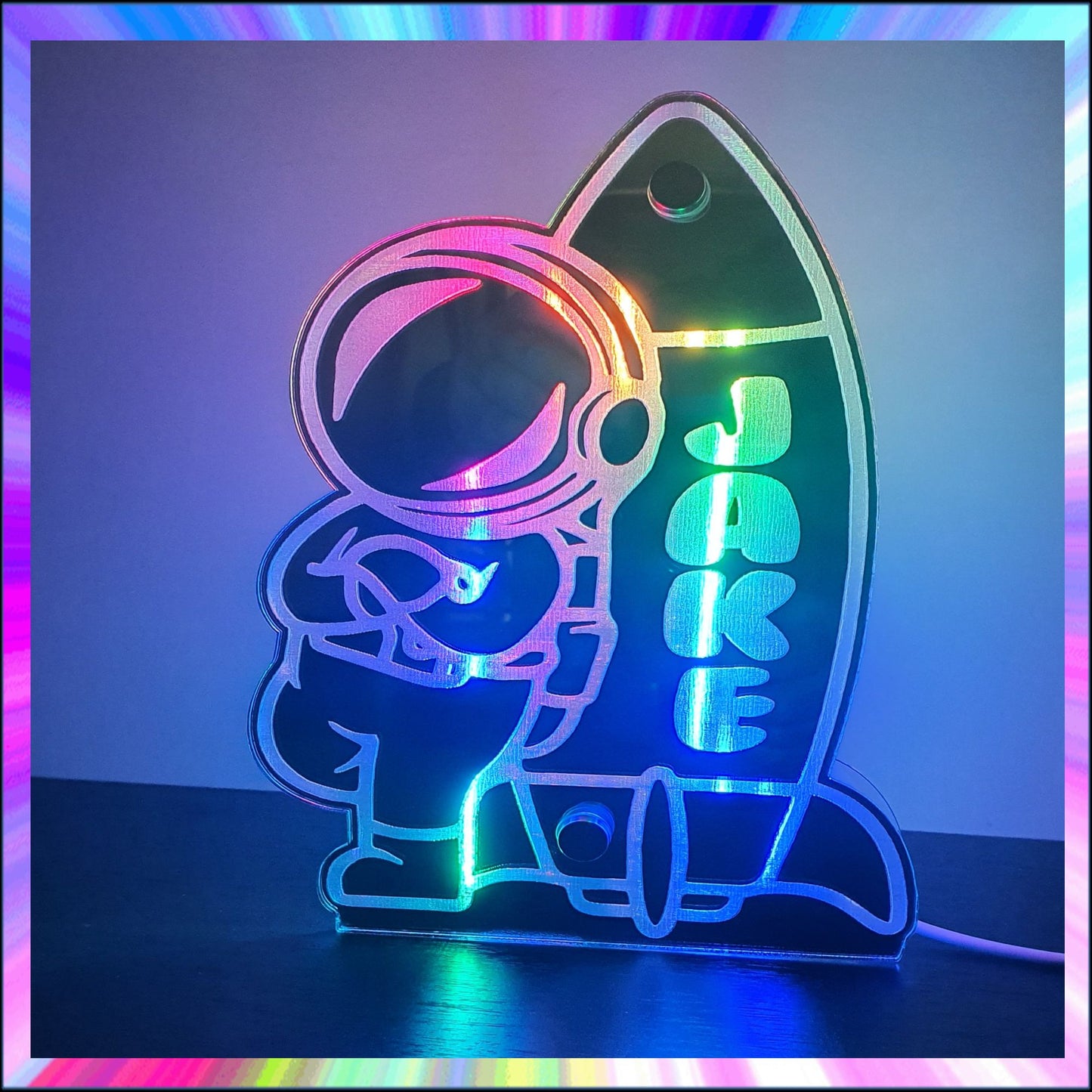Rocket Personalised L.E.D Mirror with 366 Light Modes and 12 Static Light Colours and remote