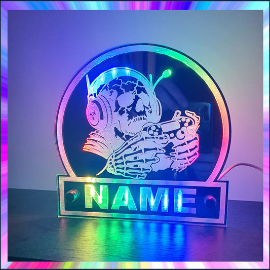 Skull Personalised L.E.D Mirror with 366 Light Modes and 12 Static Light Colours and remote