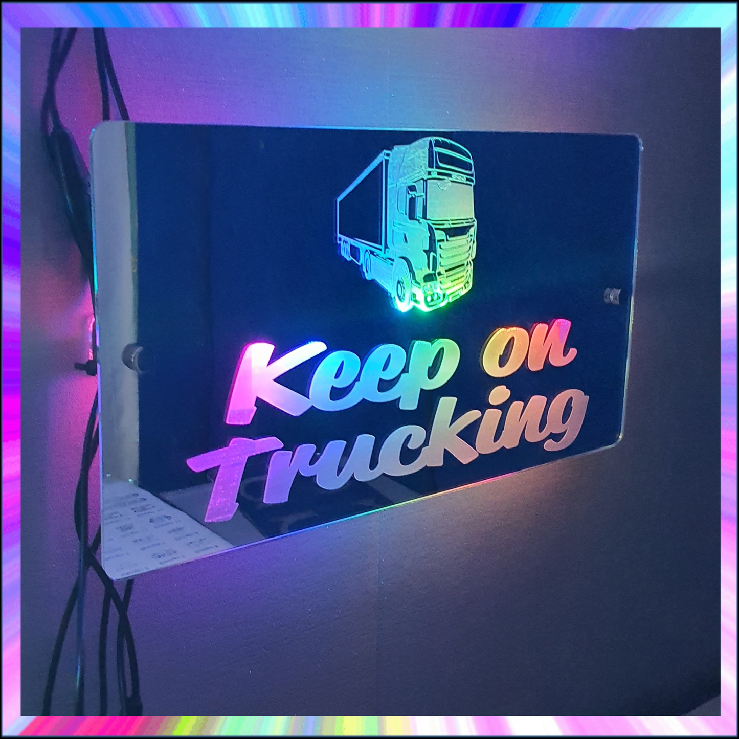 Keep On Trucking Vehicle L.E.D Mirror with 366 Light Modes and 12 Static Light Colours and remote
