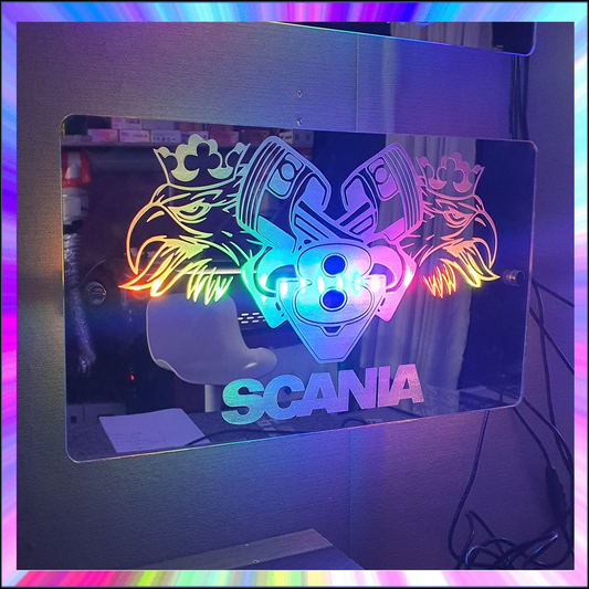 Scania V8 Vehicle L.E.D Mirror with 366 Light Modes and 12 Static Light Colours and remote