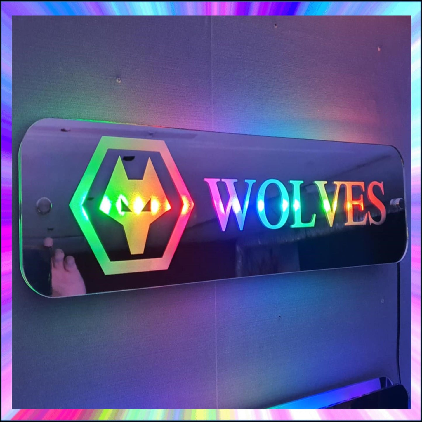 Wolves L.E.D Mirror with 366 Light Modes and 12 Static Light Colours and remote