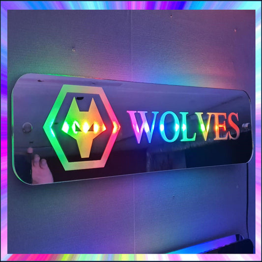 Wolves L.E.D Mirror with 366 Light Modes and 12 Static Light Colours and remote